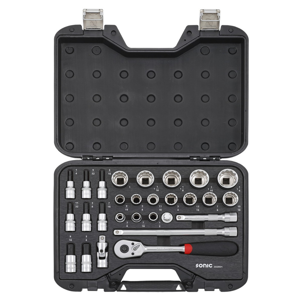 MCS SAE インチサイズ ソケットセット 1/2インチ(12.7sq) 28pcs 工具セット Sonic Tool ソニックツール