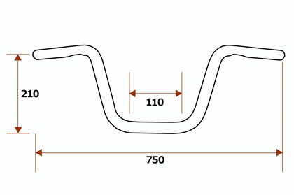 ショートエイプ・ハンドルバー 1インチ・ディンプル加工あり ステンレスバフ