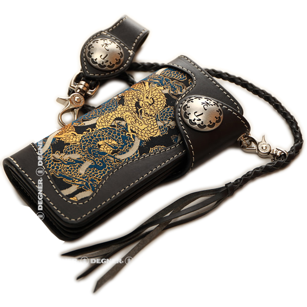 花山 レザーロングウォレット 龍-ブラック