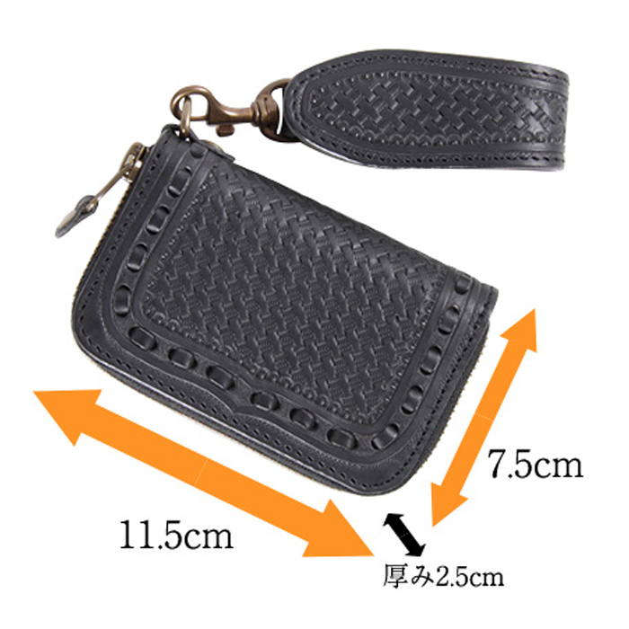 カービングレザー キーケース ブラック