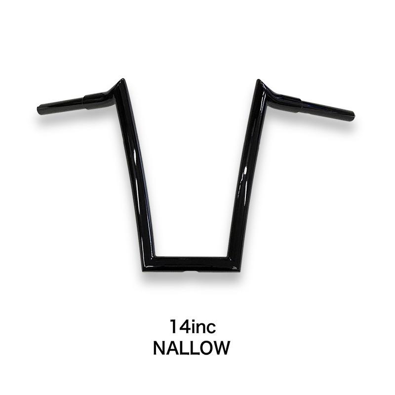 ハンドル 般若バー 14インチナロー 1-1/4インチライザー用 ハンドルバー単体 ブラック