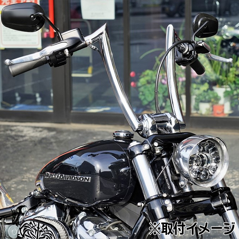 ハンドル 般若バー 14インチナロー 1-1/4インチライザー用 ハンドルバー単体 クローム