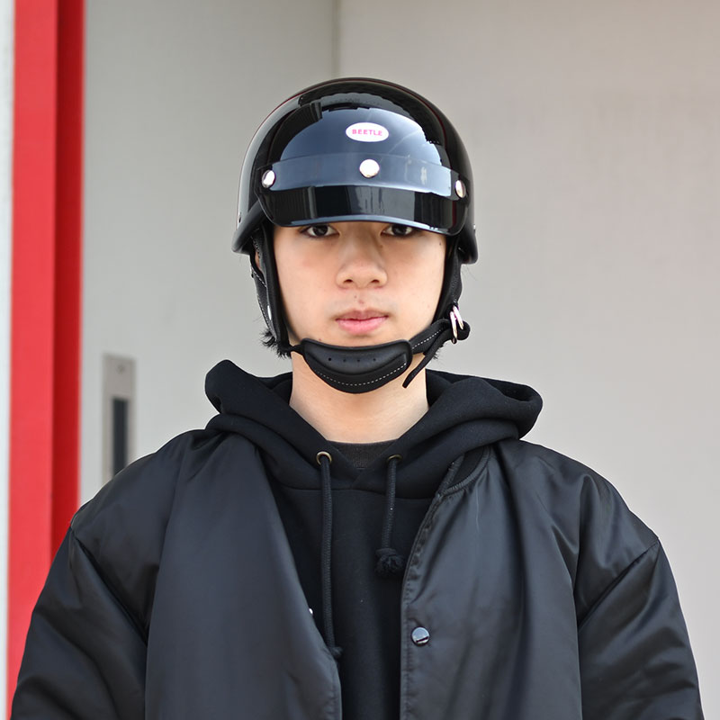 ショーティー4 ハーフキャップヘルメット ブラック/ブラックチンカップ