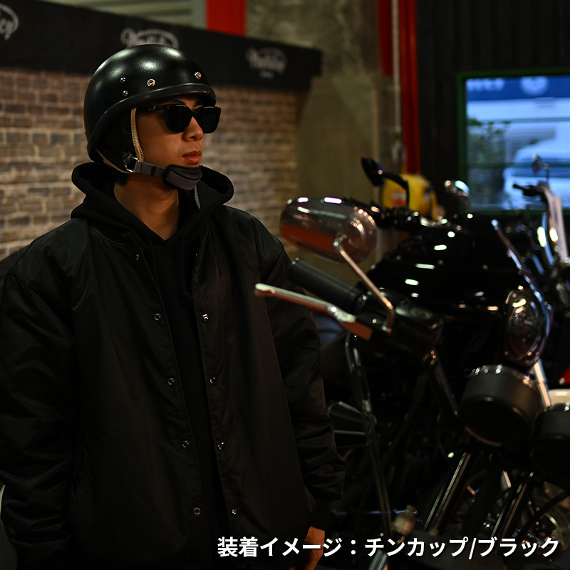 BEETLE PTR ハーフヘルメット ブラック/ホワイトチンカップ