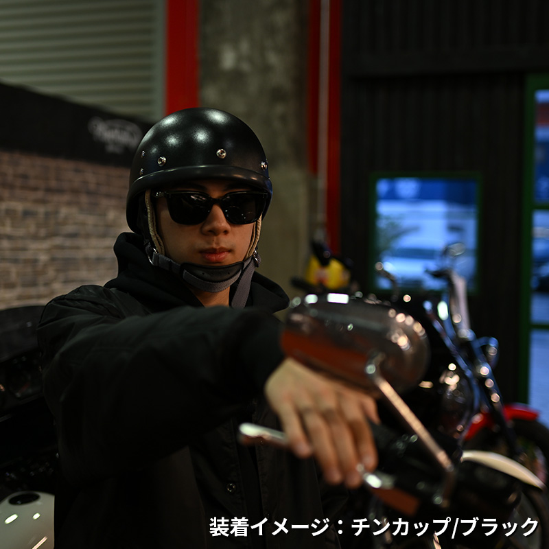 BEETLE PTR ハーフヘルメット ブラック/ホワイトチンカップ