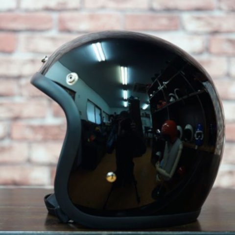 BEETLE L.A.C ジェットヘルメット ブラック (ブラックダブルストラップ) S