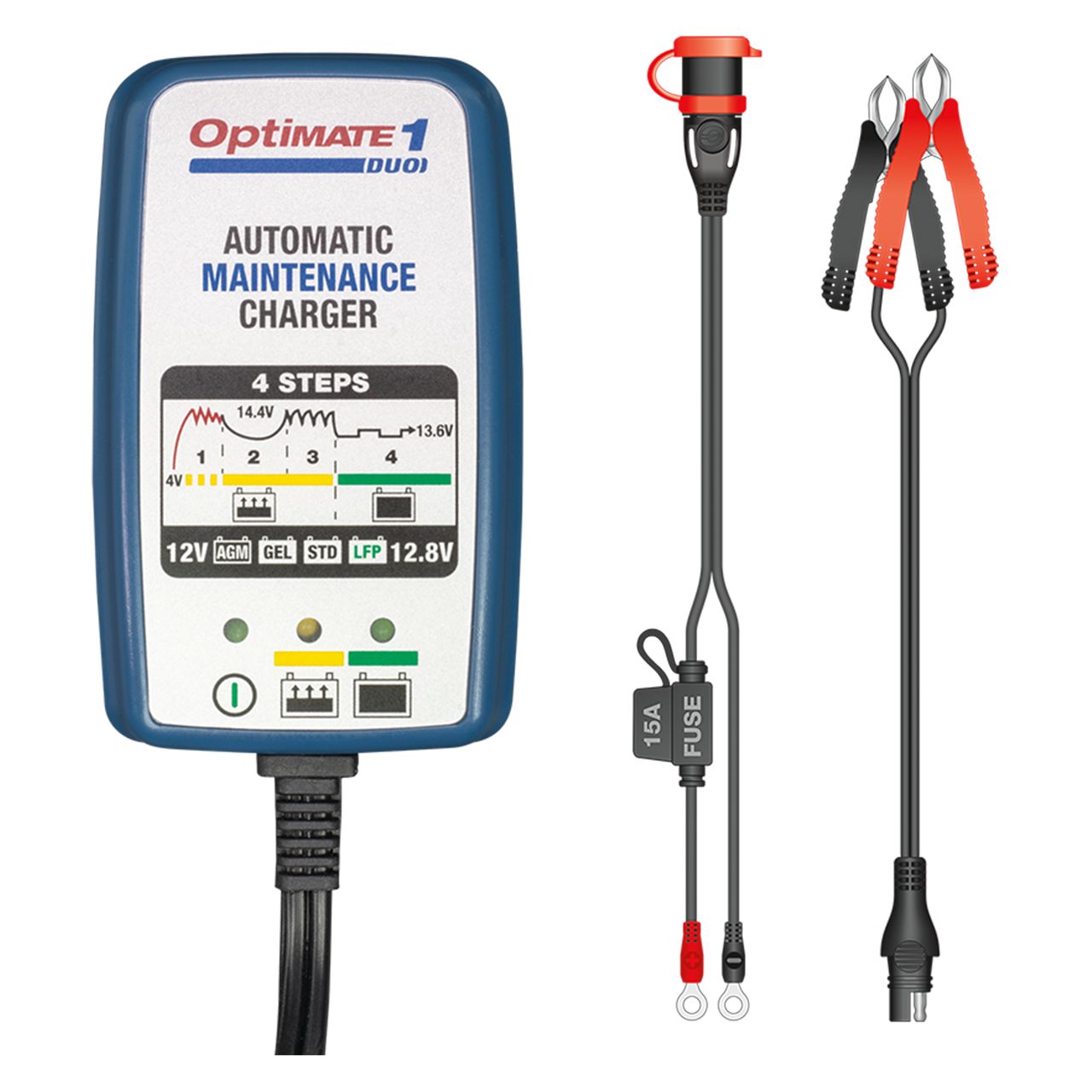 オプティメイト バッテリー充電器&メンテナー 1DUO 4-ステップ 12V/12.8V 0.6A TecMate テックメイト