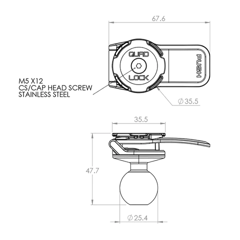 RAMマウント用1インチ ボールアダプター