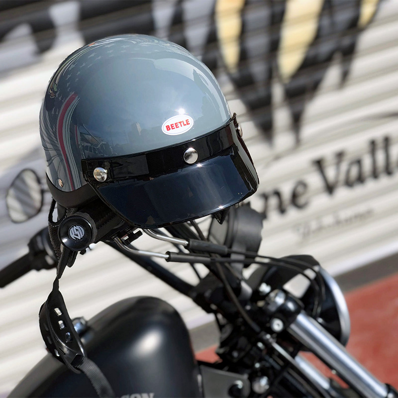 限定生産オリジナルカラー ショーティー4 ハーフキャップヘルメット スレートグレー/ブラックチンカップ