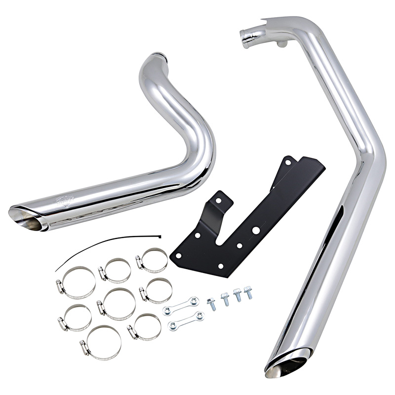 【クリスマスセール】ショートショット スタッガード フルエキゾーストマフラー クローム