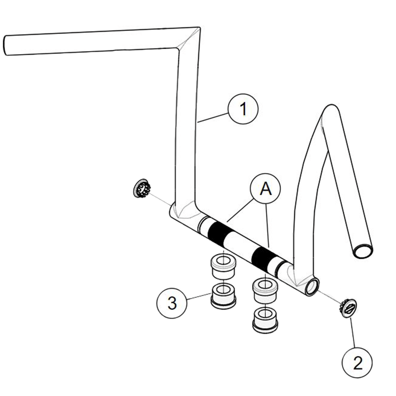 チゼル ローハンドルバー 4インチ グロスブラック