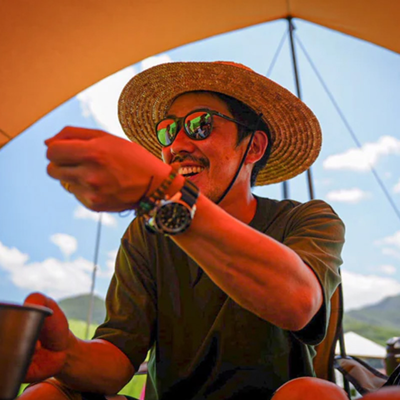 フェントン サングラス （ダークブラックウッドマット/クロームミラー） 偏光レンズ、ミラーレンズ