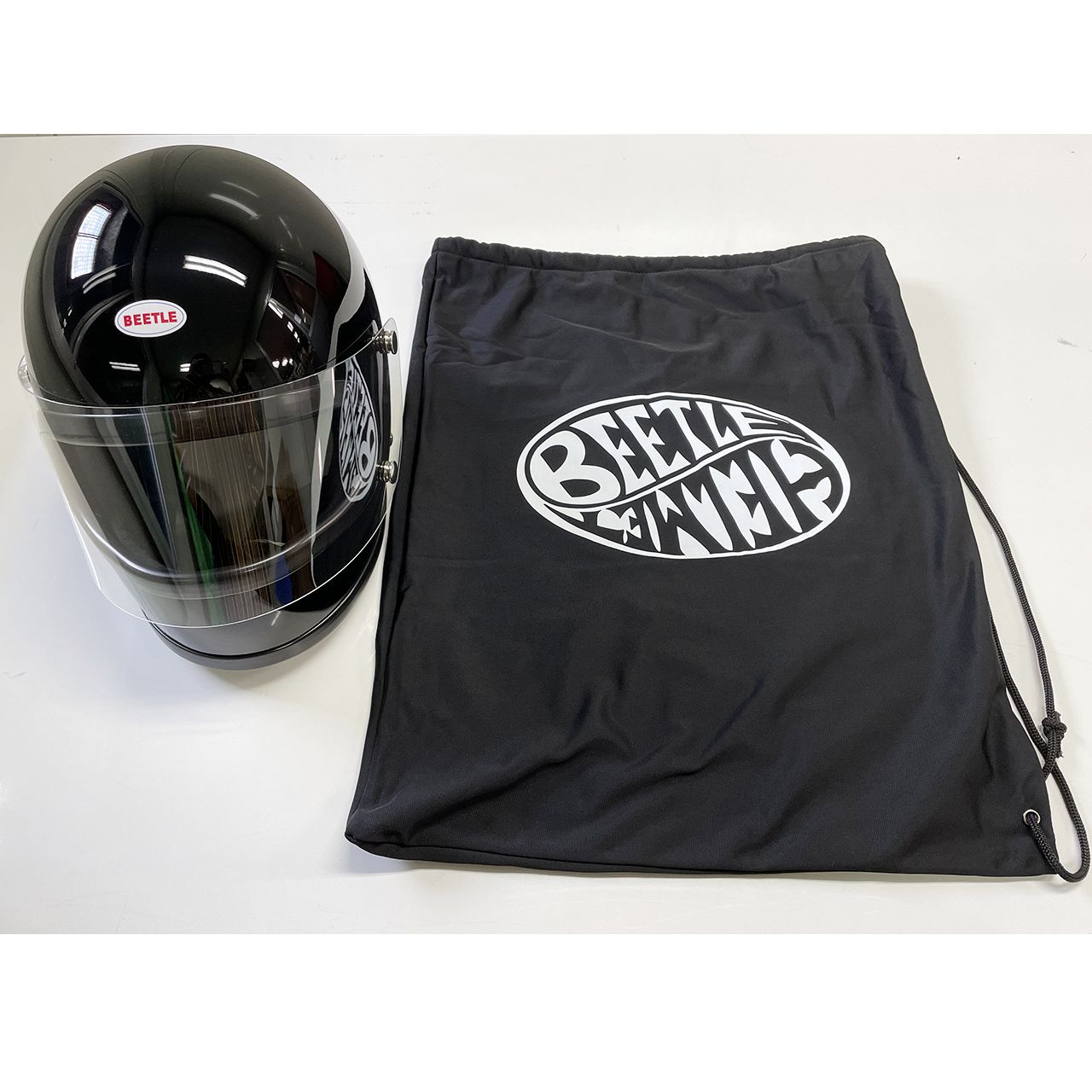 BEETLE STR 極小フルフェイスヘルメット ブラック(ブラックダブルストラップ)