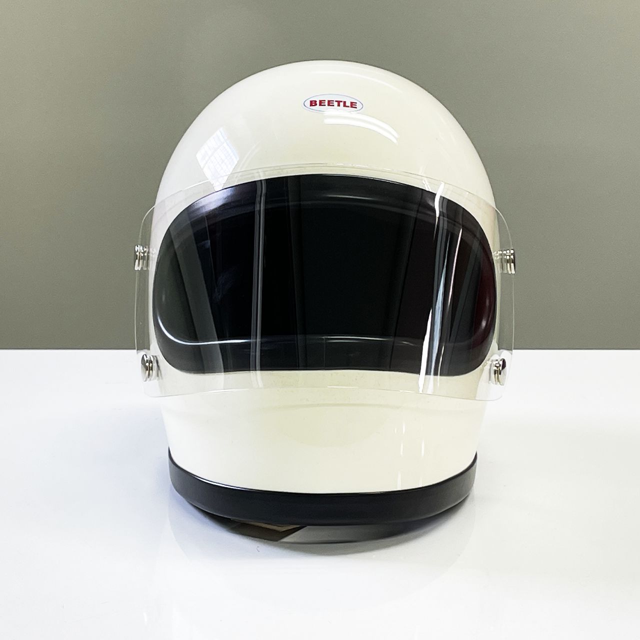 BEETLE STR 極小フルフェイスヘルメット アイボリー(ブラックダブルストラップ)