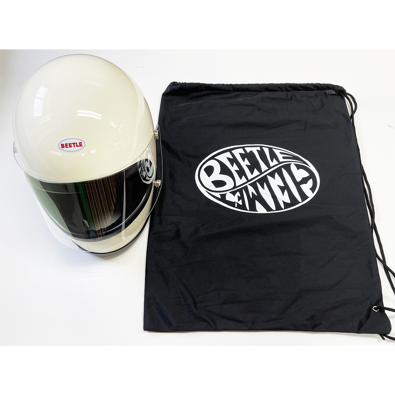 BEETLE STR 極小フルフェイスヘルメット アイボリー(ブラックダブルストラップ)