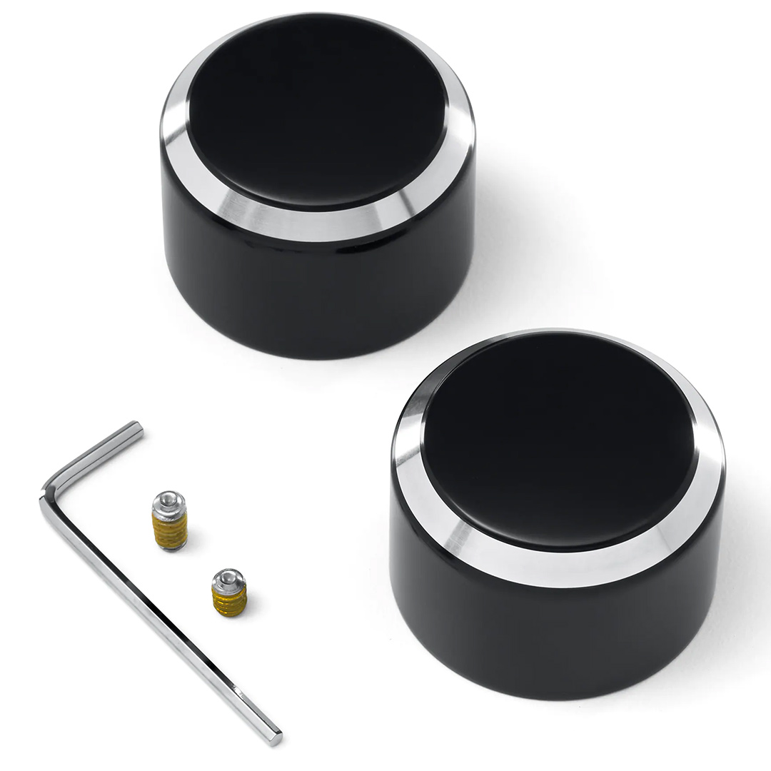 フロントアクスルナットカバー ブラックアルマイト マシンカット