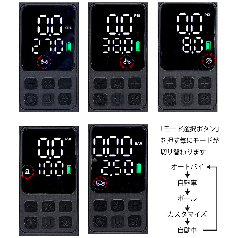 スマートエアポンプ JP03 電動空気入れ(米式・英式・仏式・ボール用エアバルブ対応)