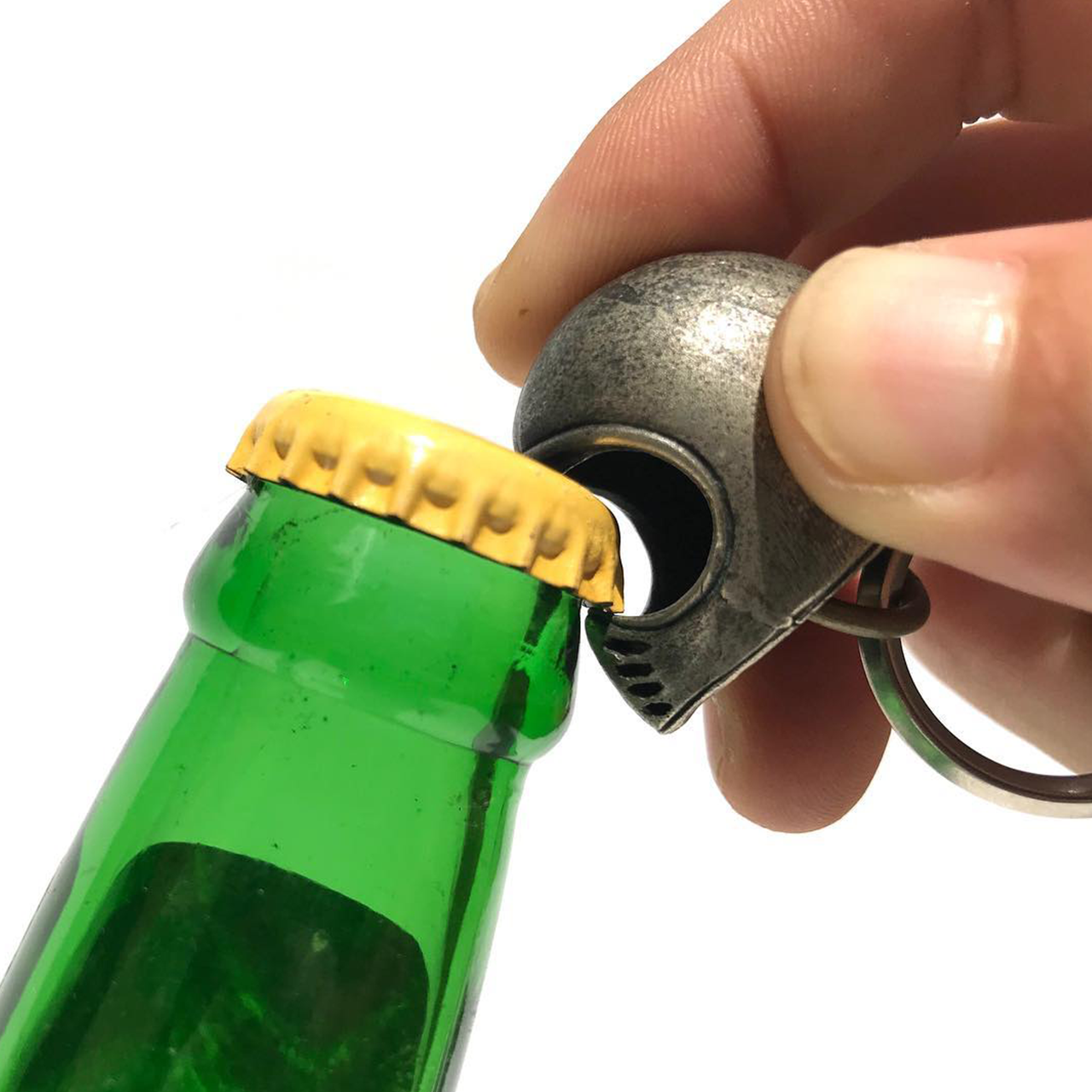 モトクロス風 ヘルメット型キーホルダー シルバー/ブラック DEFORMASI（デフォルマシ）