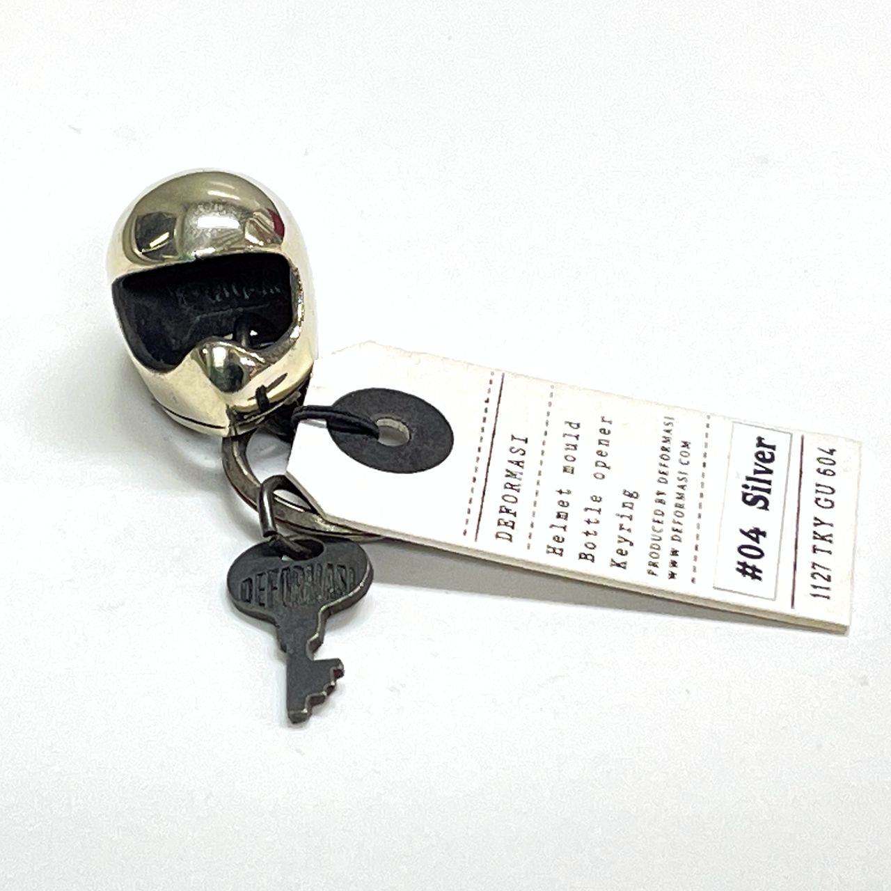 ヘルメット型キーホルダー ヴィンテージ風タイプ2 シルバー/ブラック DEFORMASI(デフォルマシ)