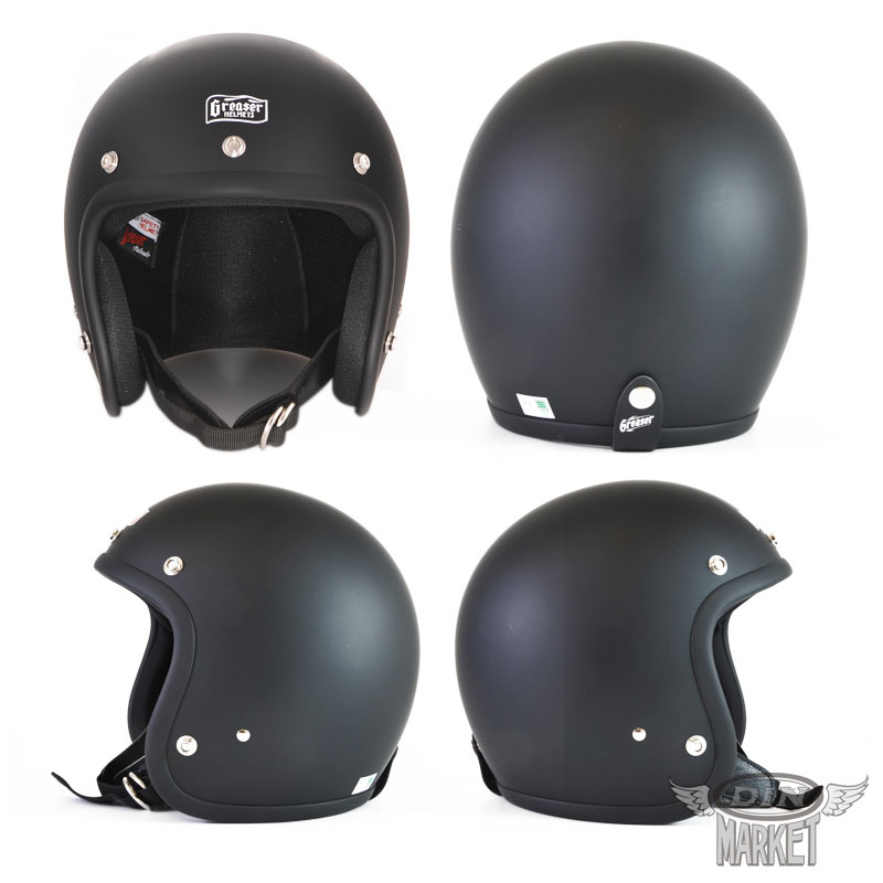 60'sプレーン ジェットヘルメット マットブラック (SG規格) GREASER