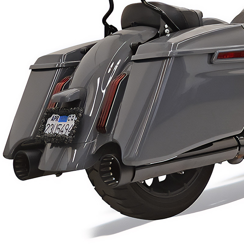 【クリスマスセール】DNT 4インチ ストレート スリップオンマフラー クローム/ブラックエンド