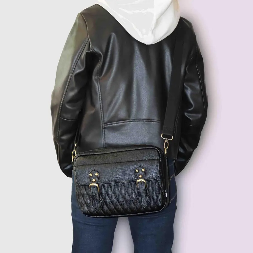 ショルダースクエアバッグ オールドシンボル ヴィーガンレザー ブラック DLMS