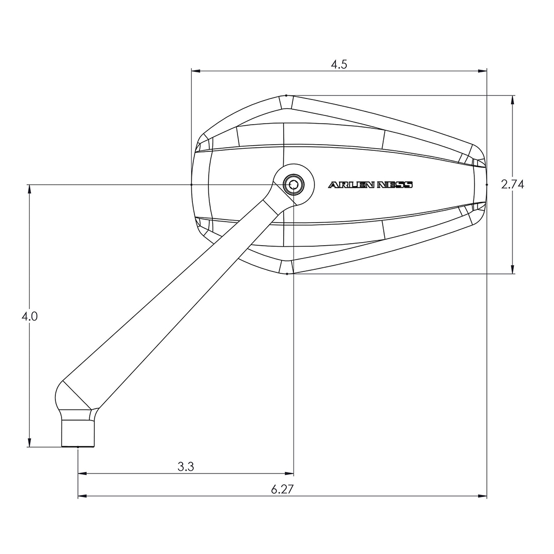ミニストッカー フォージドミラー スチールステム 【左用】 ブラック