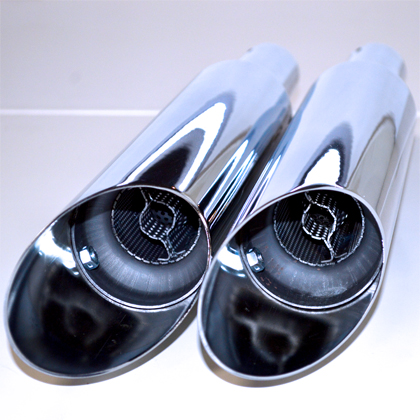 3インチ HP-PLUS スリップオンマフラー スラッシュカット クローム