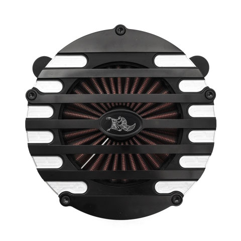 リバースコーンエアクリーナー Ribbed ブラック＆マシンカット