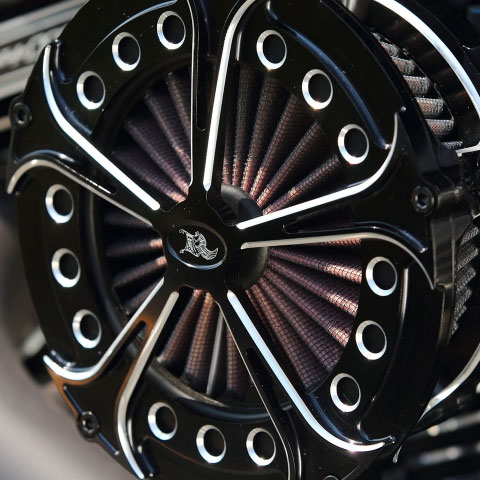 リバースコーンエアクリーナー 5スポーク ブラック&マシンカット