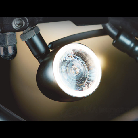 【車検対応】ポジションライト付きLEDウインカー バレット1000 PL ホワイト マットブラック/クリア