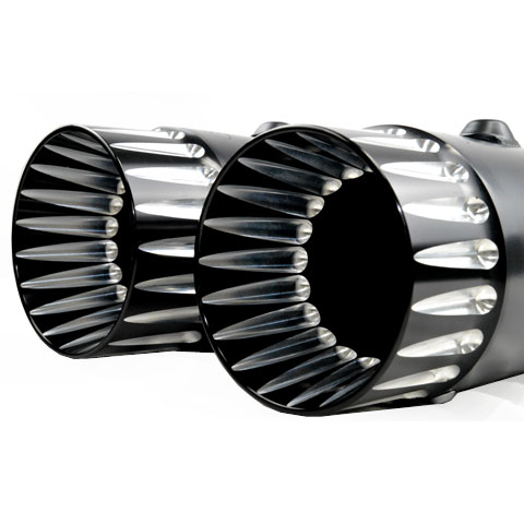 4.5インチ スリップオンマフラー ブラック （コントラストカット/ダブルフルートチップ）