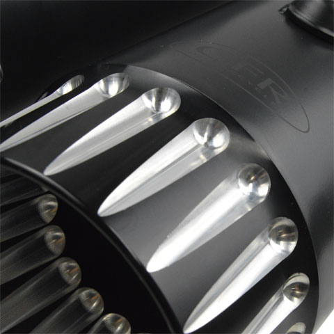 4.5インチ スリップオンマフラー ブラック （コントラストカット/ダブルフルートチップ）