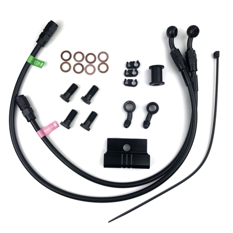 パインバレーオリジナル ショートエイプハンドル用 メッシュブレーキホースキット(ブラック×ブラックステンレス)